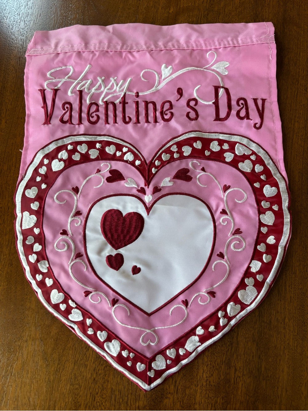 Source Unknown Pink and Red "Happy Valentine's Day" Heart Garden Flag